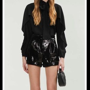 NWT! Maje Noir Black Sequin Shorts with pockets